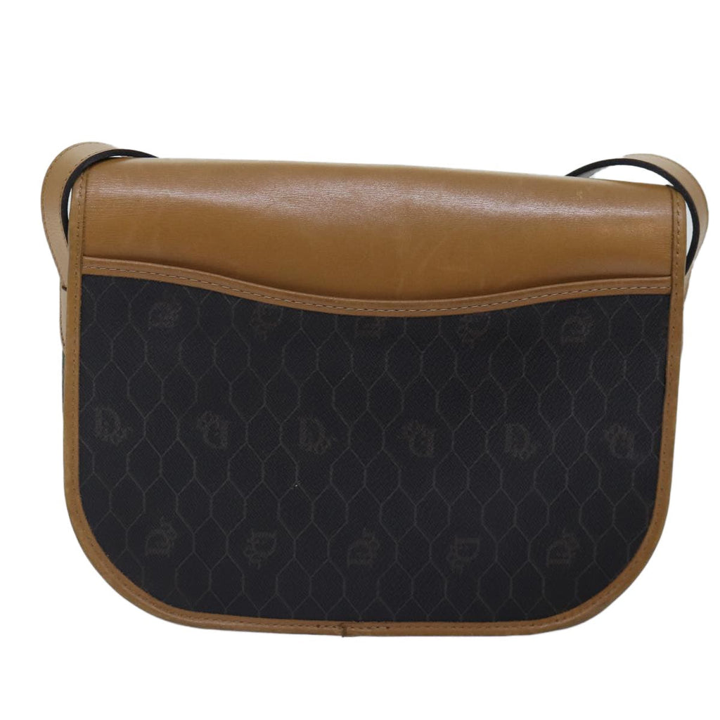 Christian Dior Vintage Honeycomb Shoulder Bag Canvas And Leather Black Canvas Shoulder Bag Bag (Pre-Owned)