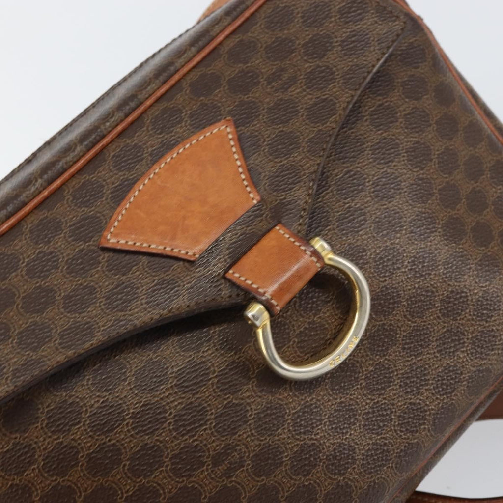 Celine Vintage Macadam Shoulder Bag Canvas And Leather Brown Canvas Shoulder Bag Bag