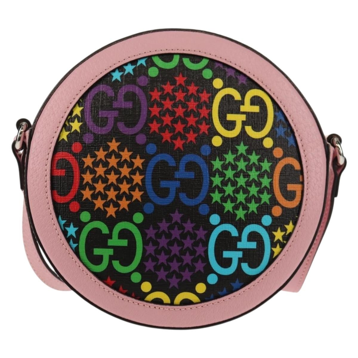 Gucci Round Shoulder Bag Psychedelic Print Gg Coated Canvas Multicolour Canvas Shoulder Bag Bag (Pre-Owned)