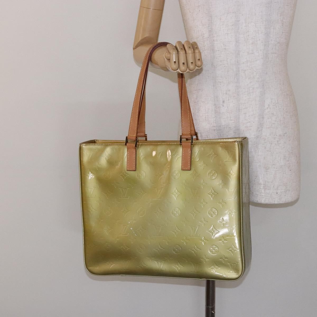 Louis Vuitton Columbus Handbag Monogram Vernis Beige Patent_Leather Tote Bag