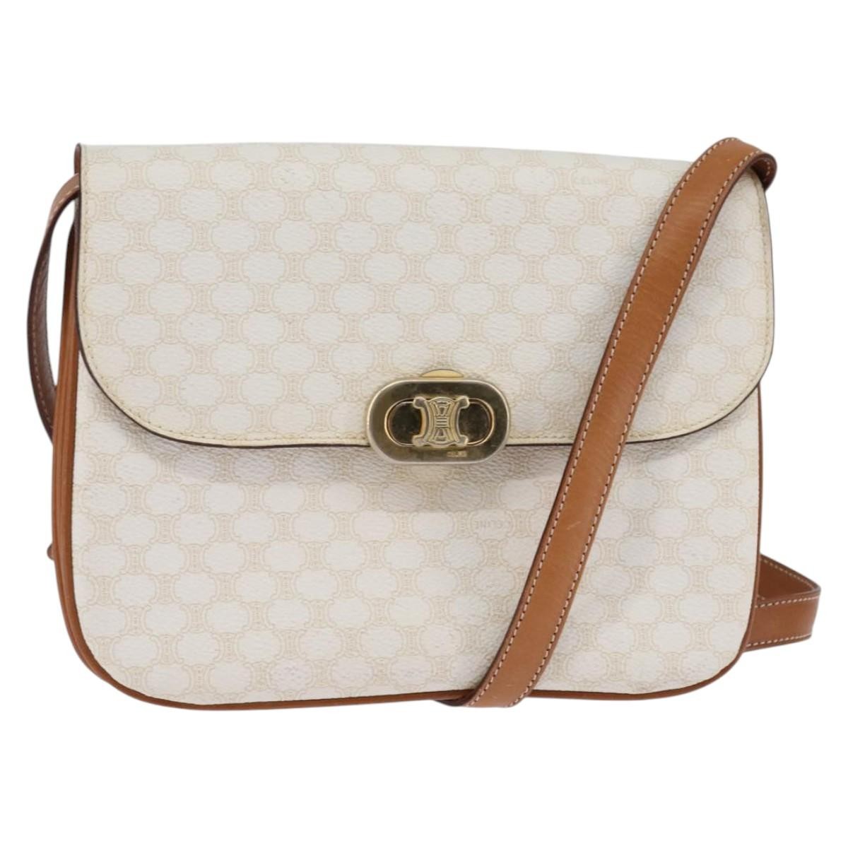 Celine Macadam Shoulder Bag Pvc Leather White Canvas Bag