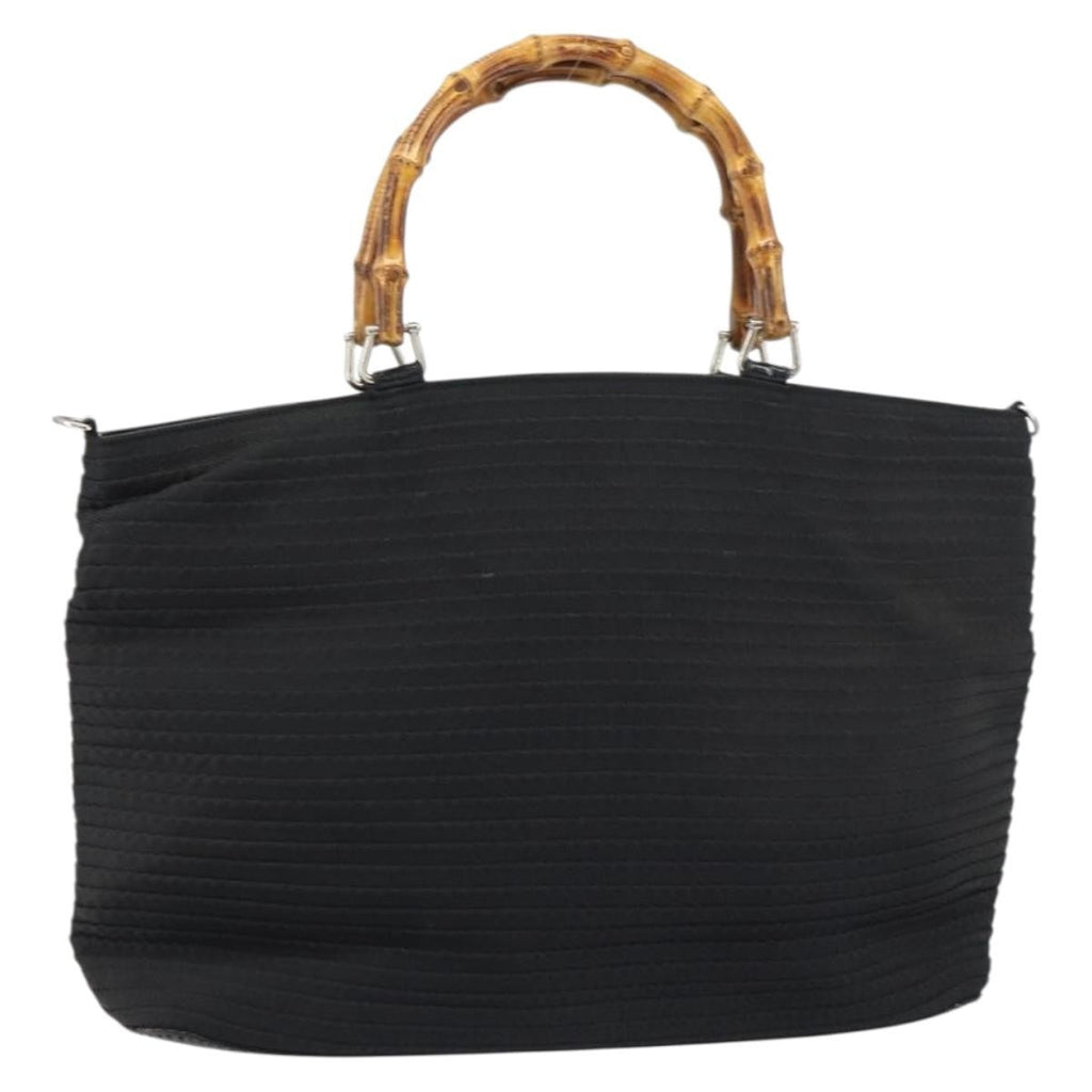 Gucci Vintage Bamboo Handle Bag Nylon Black Nylon Tote Bag Bag (Pre-Owned)