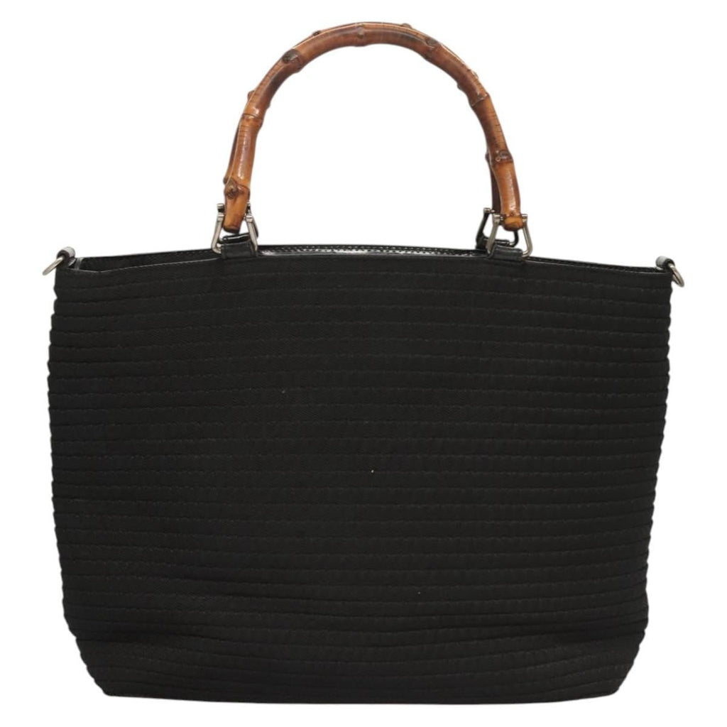 Gucci Bamboo Tote Bag Canvas Black Canvas Tote Bag Bag (Pre-Owned)