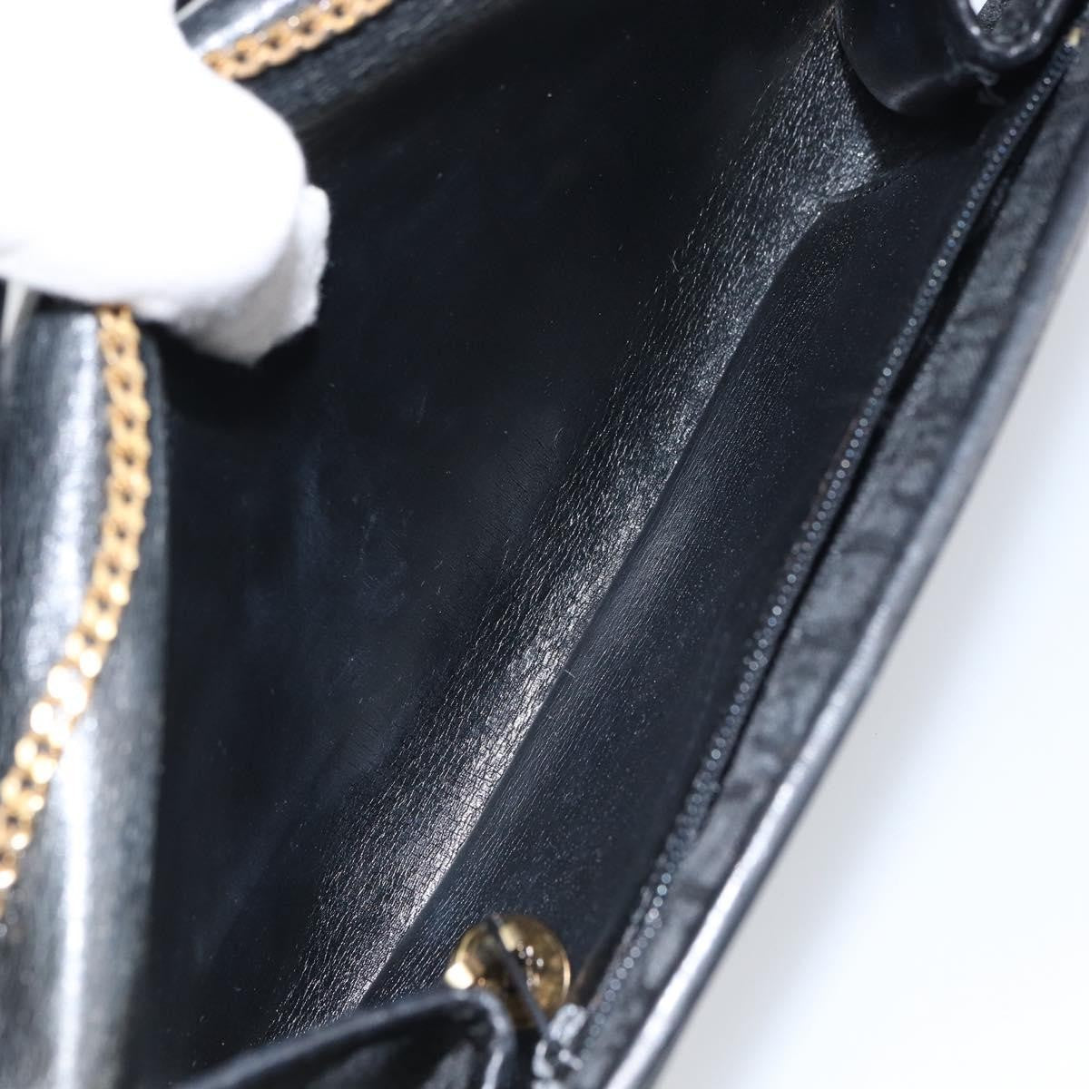 Christian Dior Vintage Chain Flap Shoulder Bag Diorissimo Canvas Black Canvas Shoulder Bag Bag (Pre-Owned)