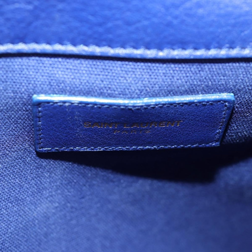 Saint Laurent Muse Two Bag Leather With Canvas Blue Leather Shoulder Bag Bag (Pre-Owned)