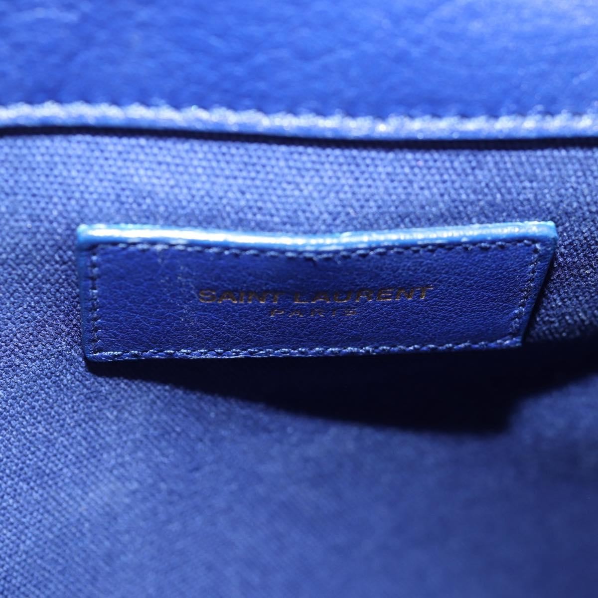 Saint Laurent Muse Two Bag Leather With Canvas Blue Leather Shoulder Bag Bag (Pre-Owned)