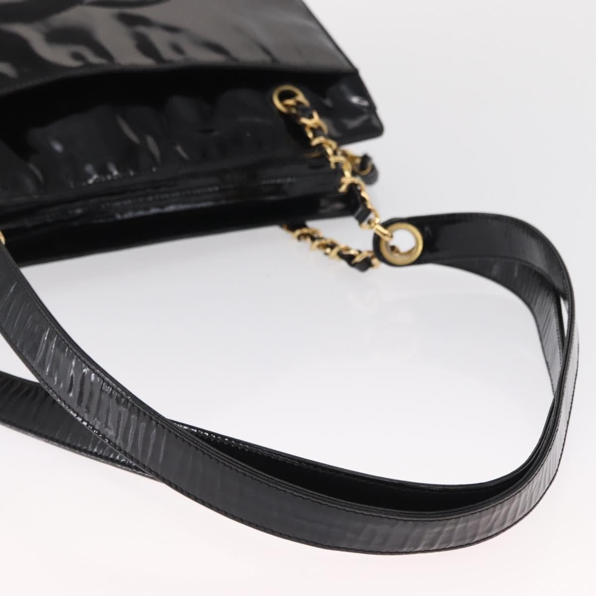 Chanel Vintage Timeless Chain Shoulder Bag Patent Black Patent_Leather Shoulder Bag Bag