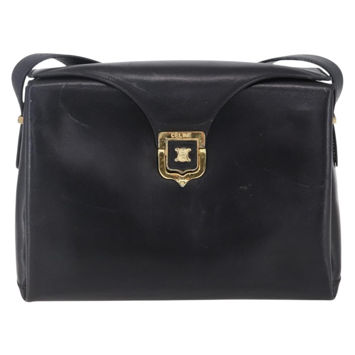 Celine Vintage Shoulder Bag Leather Black Leather Shoulder Bag Bag