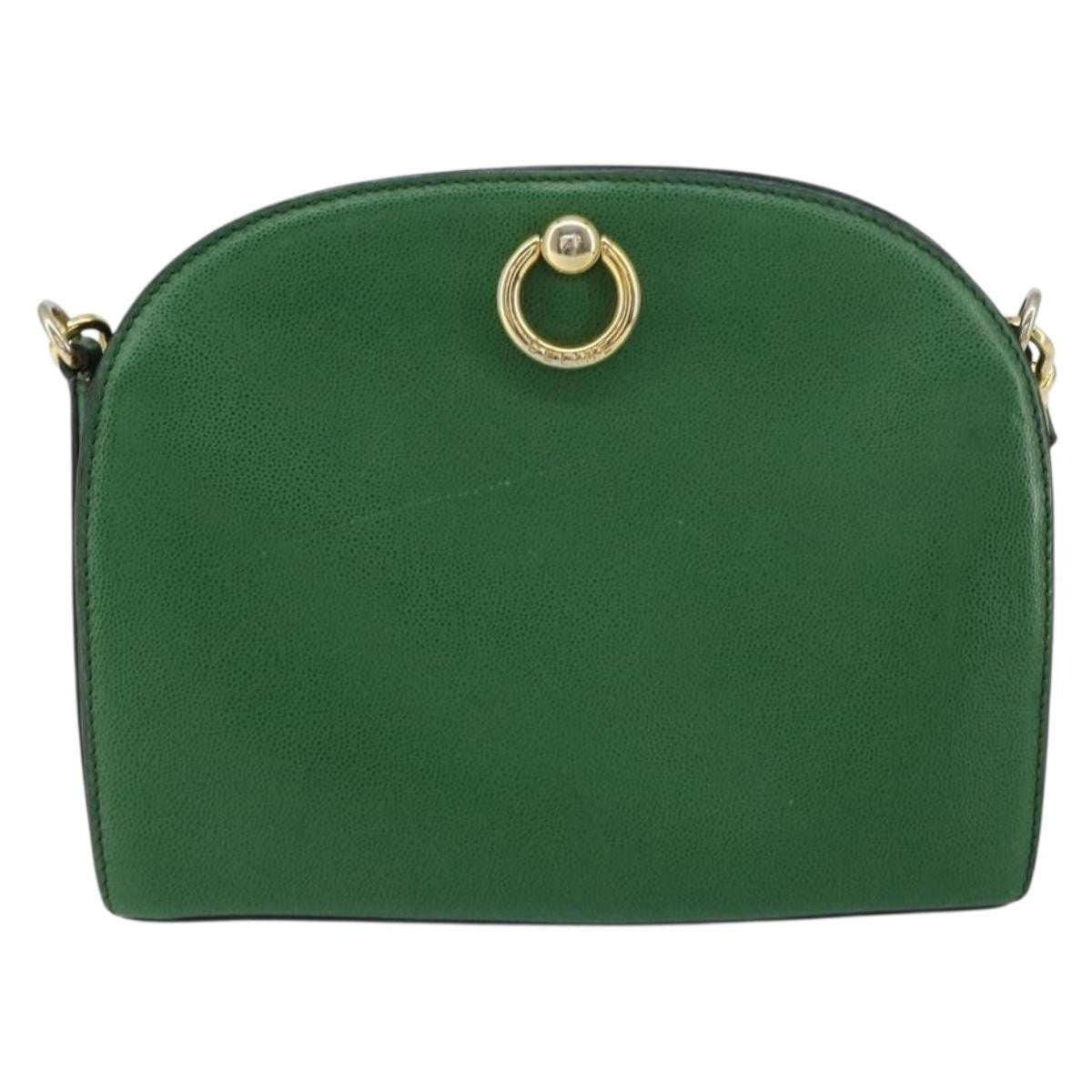 Celine Vintage Shoulder Bag Leather Green Leather Shoulder Bag Bag