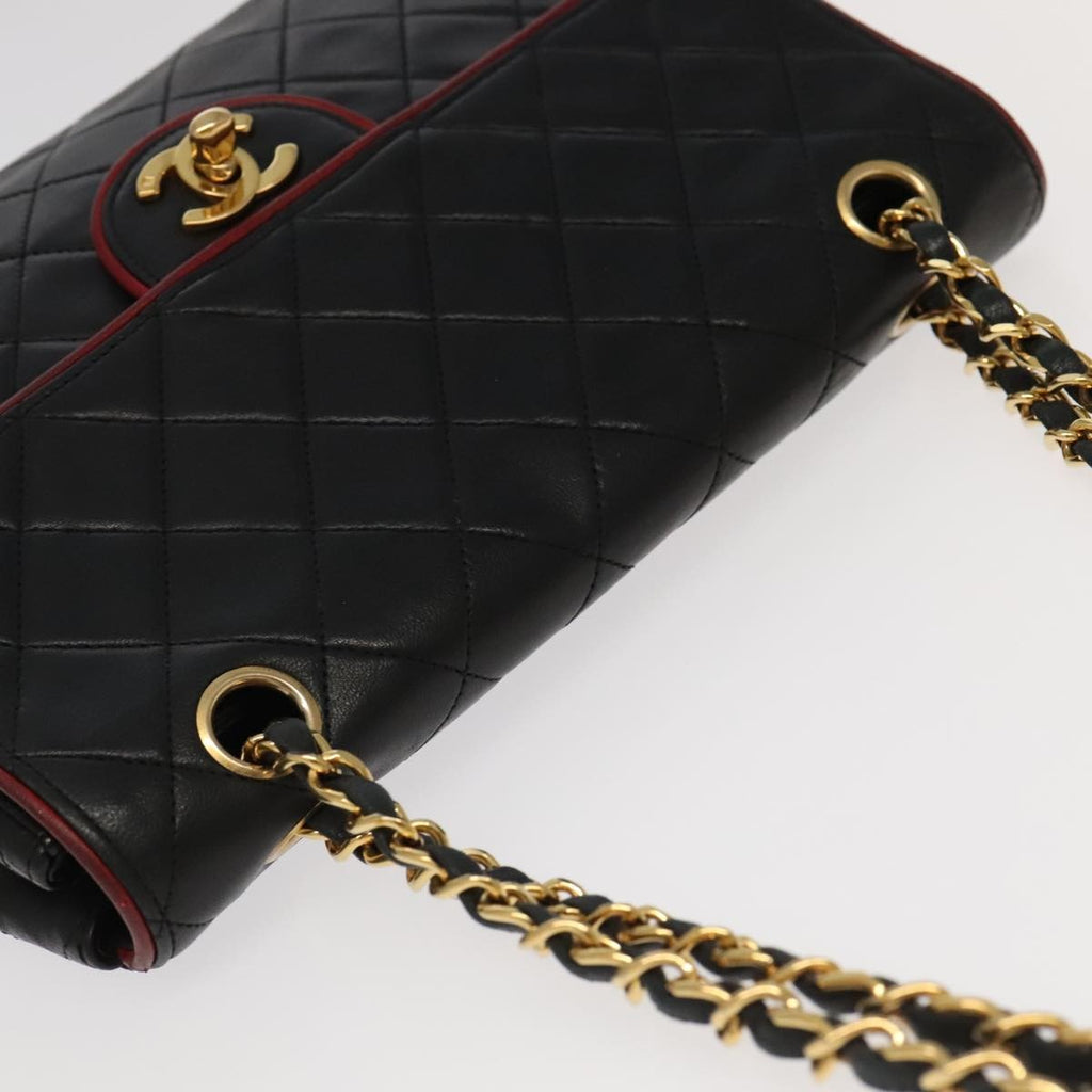 Chanel Flap Shoulder Bag Leather Black Leather Handbag