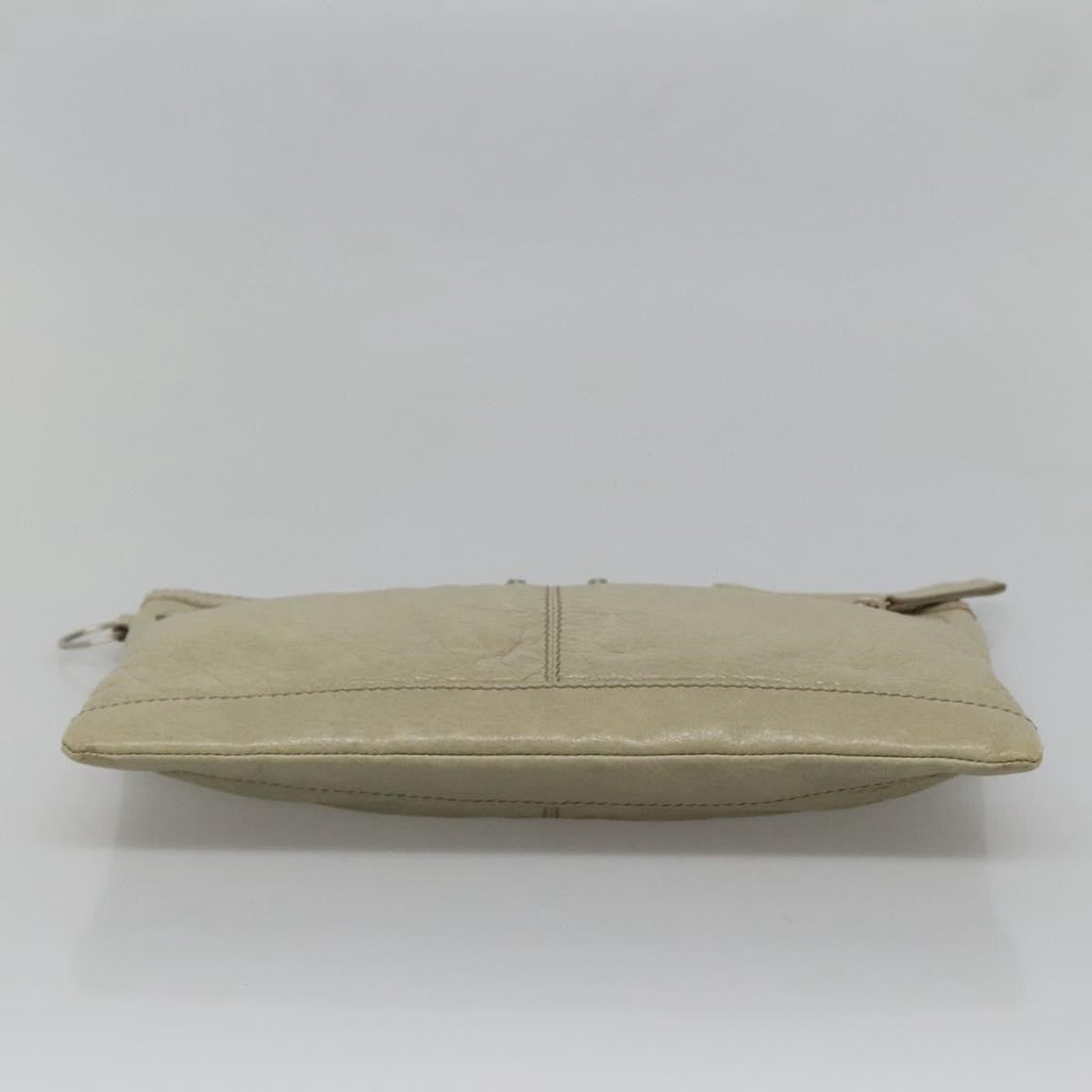 Balenciaga Classic City Clip Pouch Leather Beige Leather Clutche & Pouche