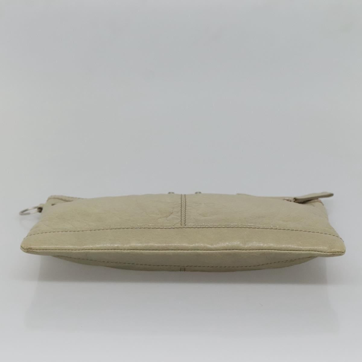 Balenciaga Classic City Clip Pouch Leather Beige Leather Clutche & Pouche