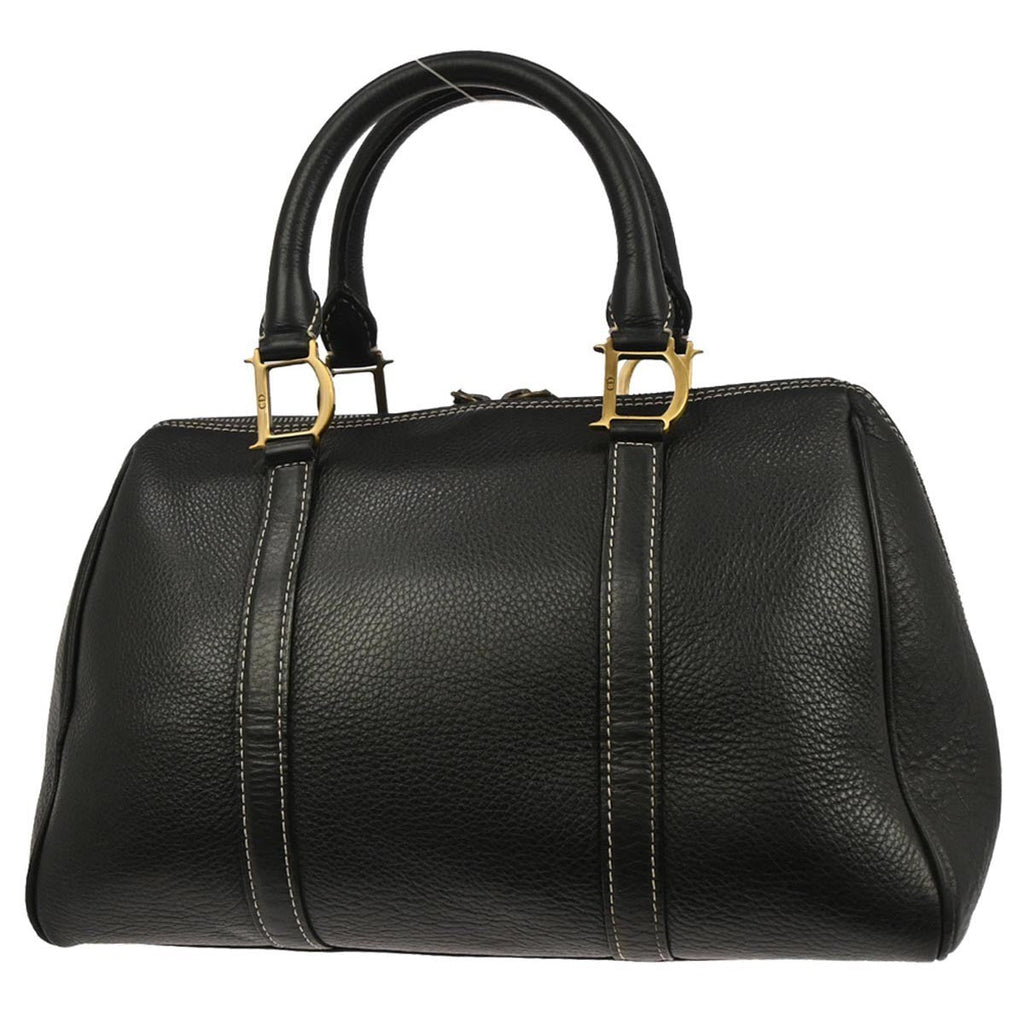 Christian Dior Vintage Handbag Leather Black Leather Handbag (Pre-Owned)
