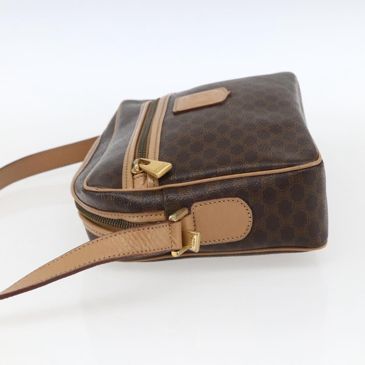 Celine Vintage Macadam Shoulder Bag Canvas And Leather Brown Canvas Shoulder Bag Bag