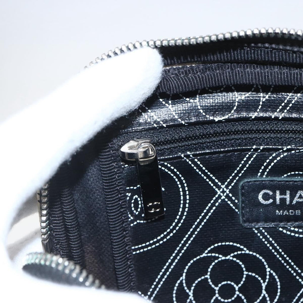 Chanel Logo Camera Case Clutch Printed Coated Canvas Black Pvc Clutche & Pouche Bag