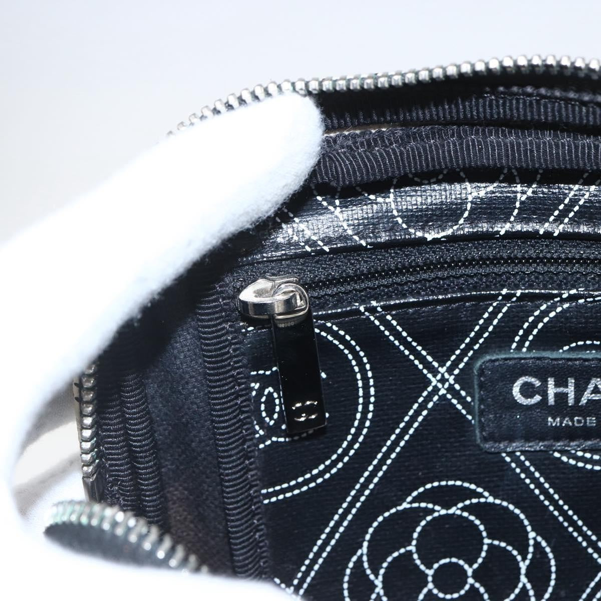 Chanel Logo Camera Case Clutch Printed Coated Canvas Black Pvc Clutche & Pouche Bag
