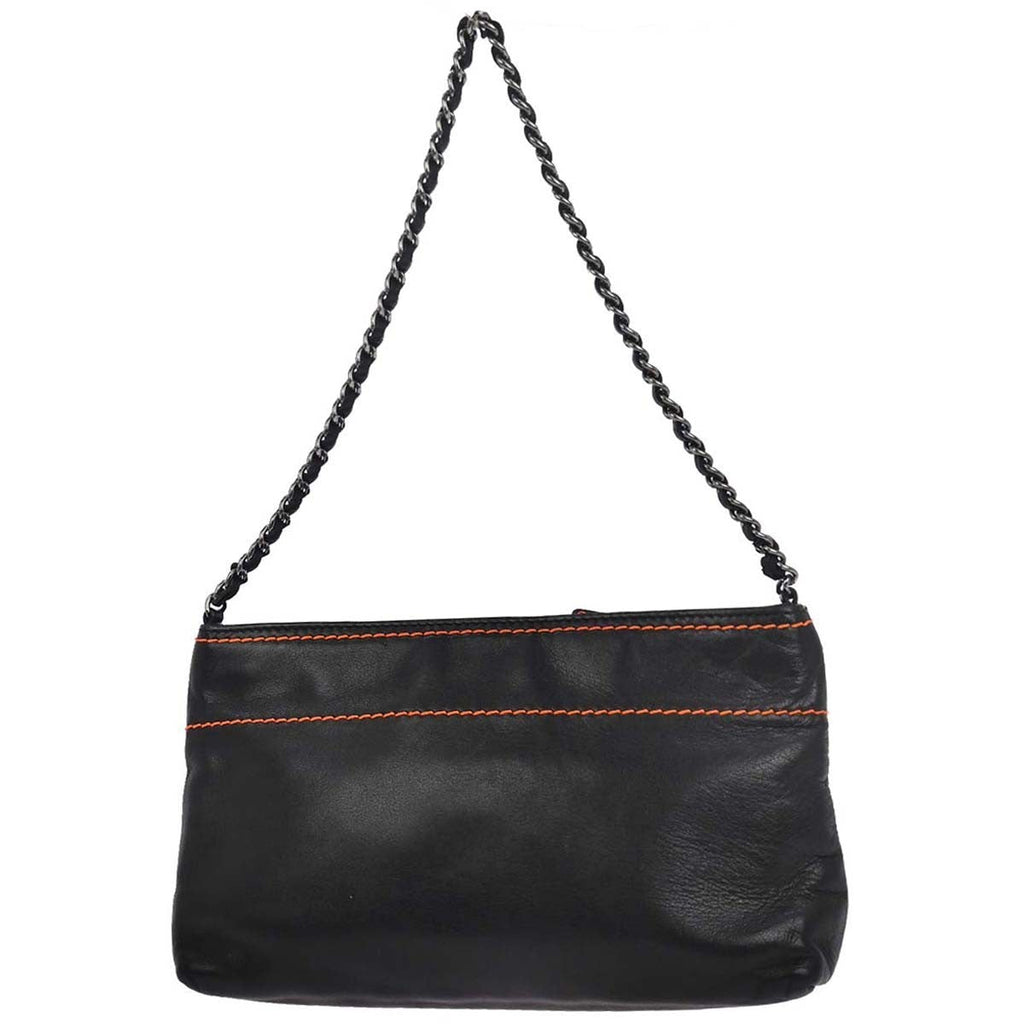Chanel Lax Pochette Leather Black Leather Clutche & Pouche Bag