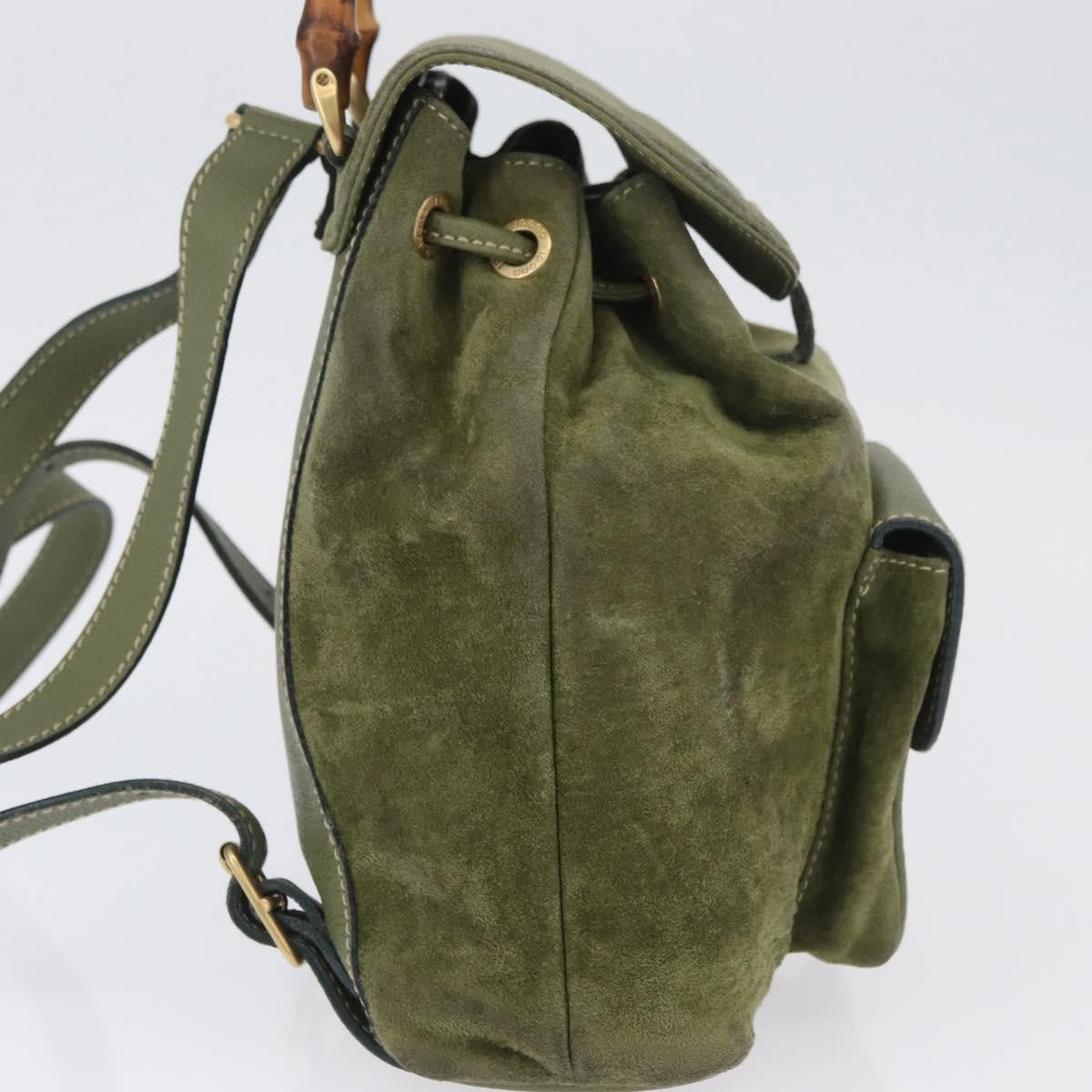 Gucci Gucci Bamboo Backpack Daim Khaki Leather Backpack Bag (Pre-Owned)