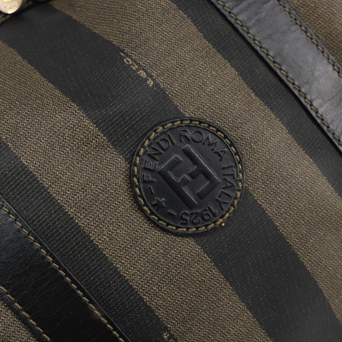 Fendi Vintage Pequin Boston Bag Coated Canvas Brown Canvas Handbag