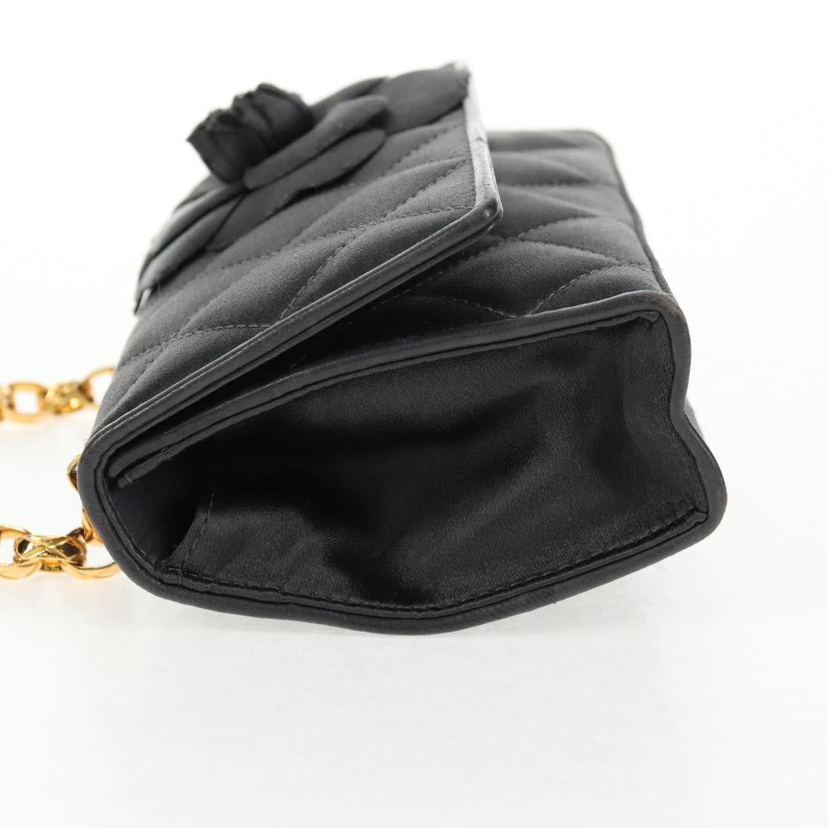 Chanel Vintage Camellia Flap Bag Satin Gray Satin Clutche & Pouche Bag