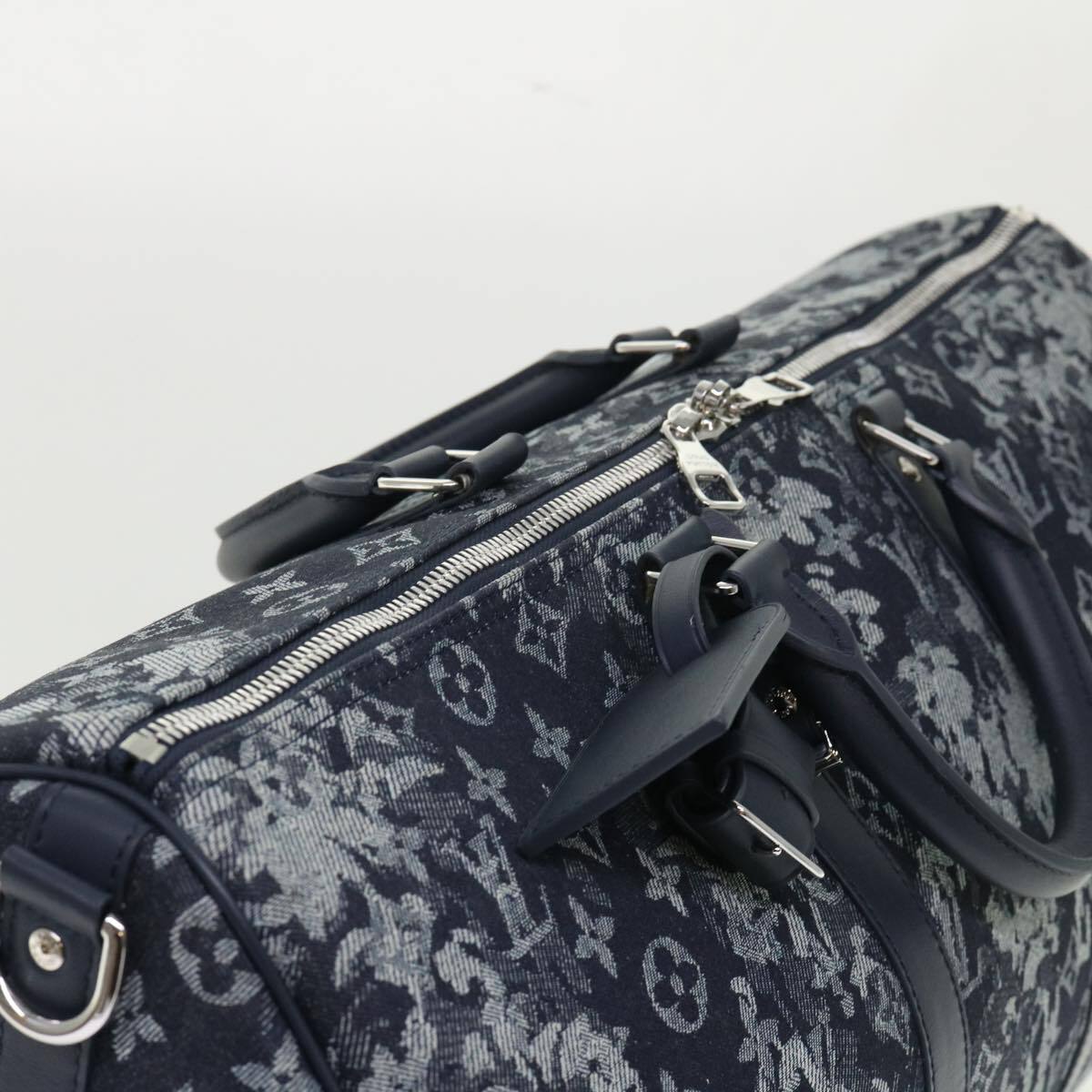 Louis Vuitton Keepall Bandouliere Bag Monogram Tapestry Canvas Navy Canvas Bag