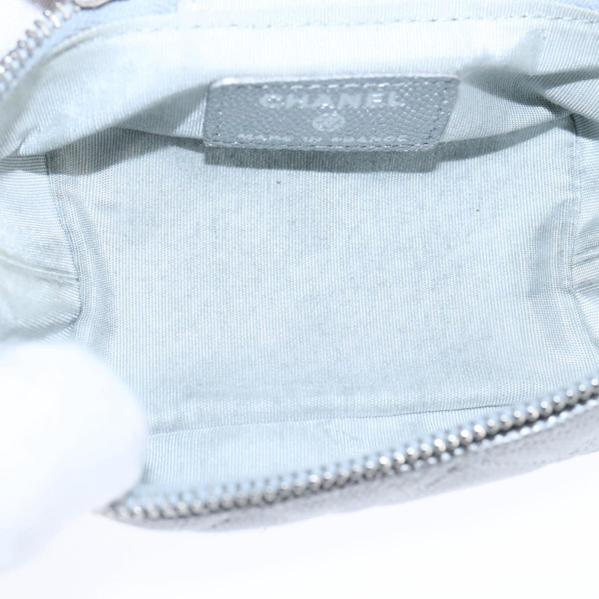 Chanel Classic Vanity Case With Chain Quilted Caviar Silver Leather Shoulder Bag Bag