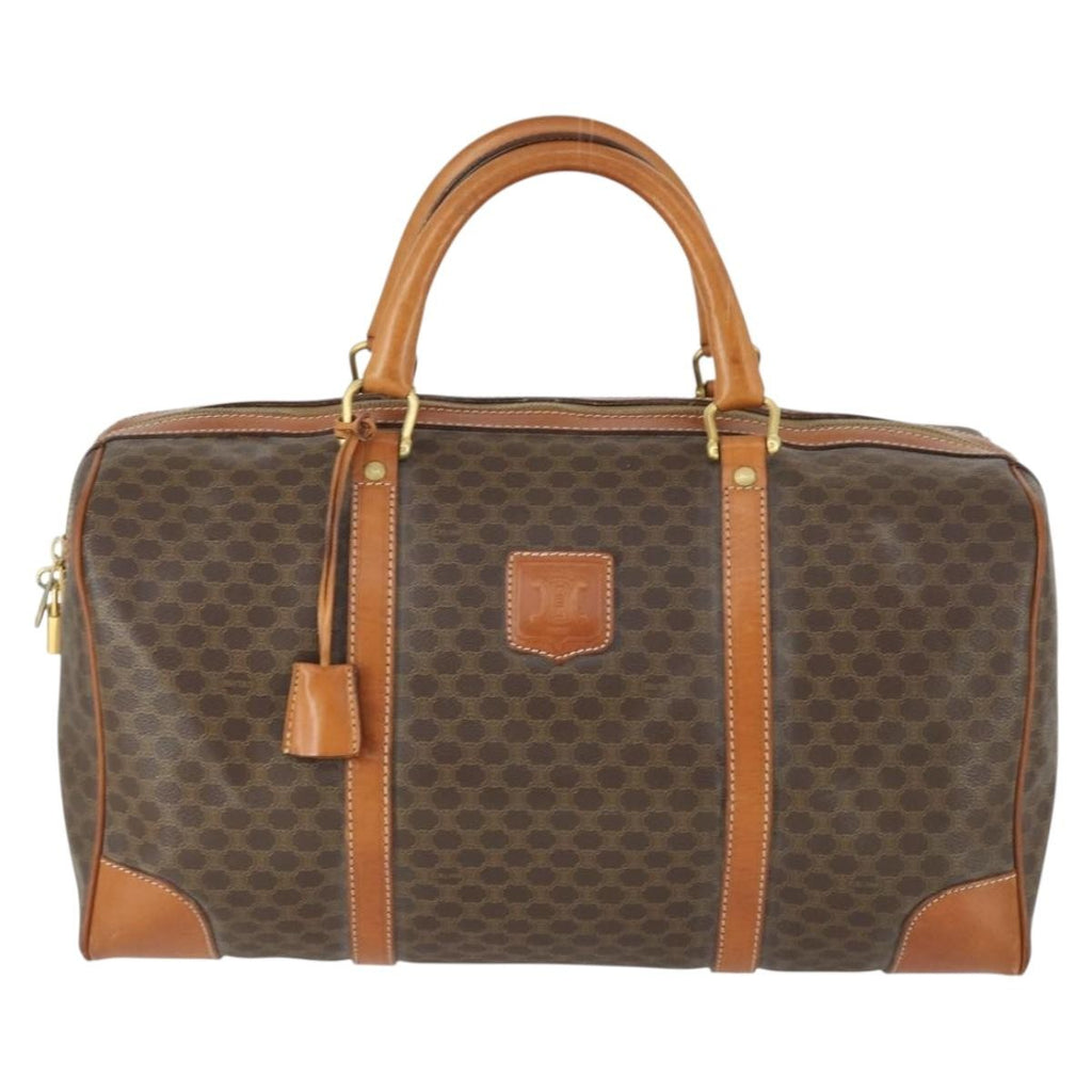 Celine Vintage Duffle Bag Canvas And Leather Brown Canvas Travel Bag Bag