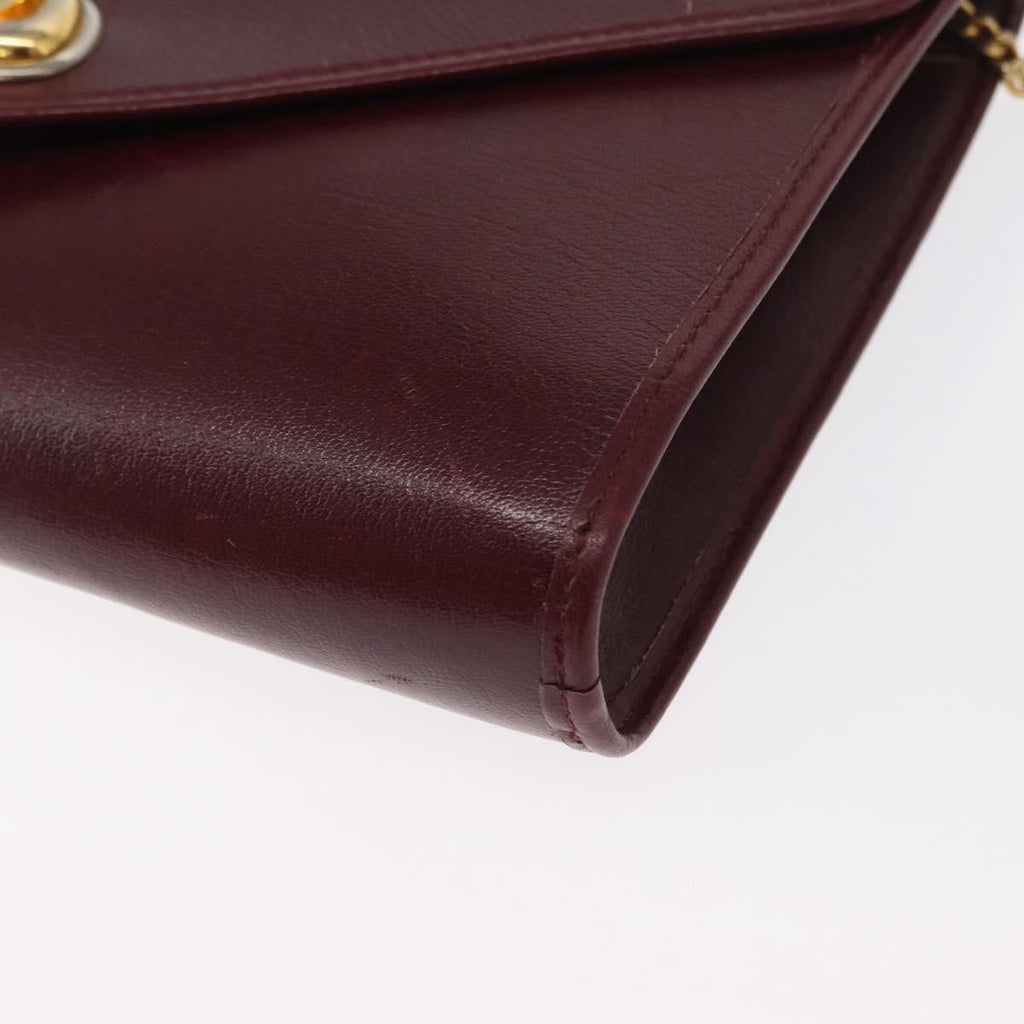 Christian Dior Vintage Chain Flap Shoulder Bag Leather Burgundy Leather Shoulder Bag Bag (Pre-Owned)