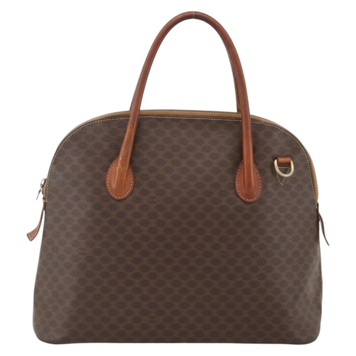 Celine Macadam Handbag Macadam With Leather Brown Canvas Handbag