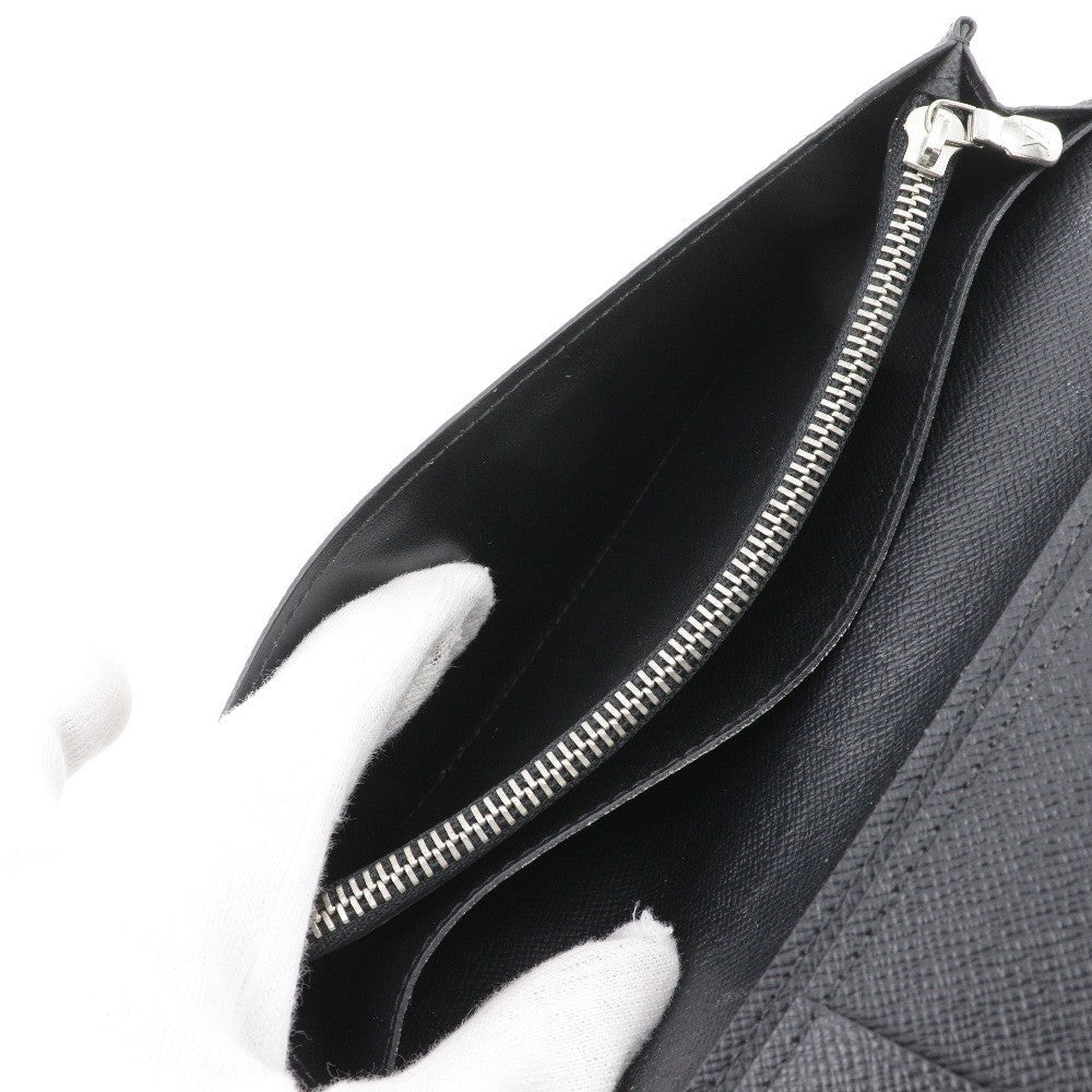 Louis Vuitton Brazza Long Bifold Wallet Taiga Leather Black Leather Wallets Accessory