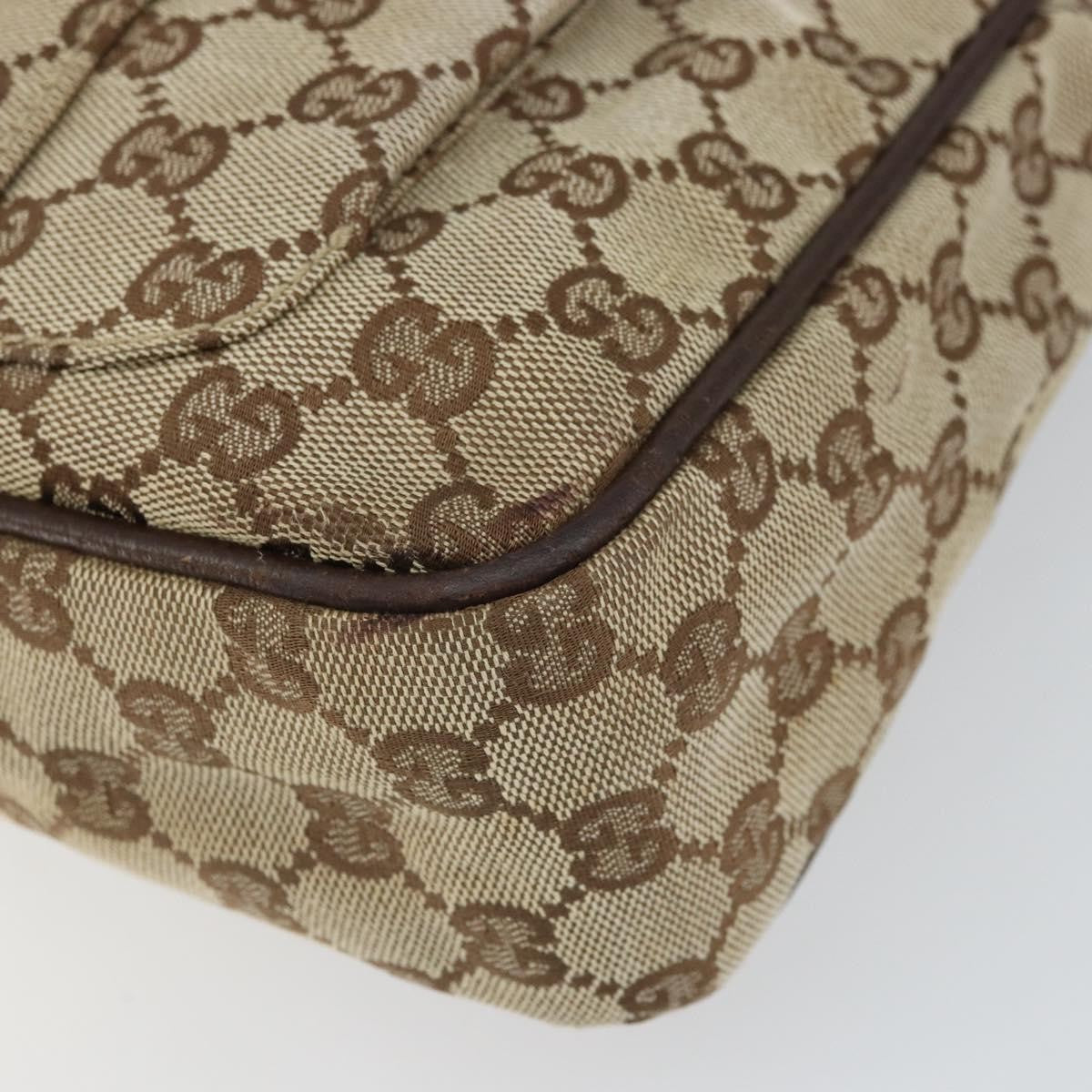Gucci Vintage Shoulder Bag Gg Canvas And Leather Beige Canvas Shoulder Bag Bag (Pre-Owned)