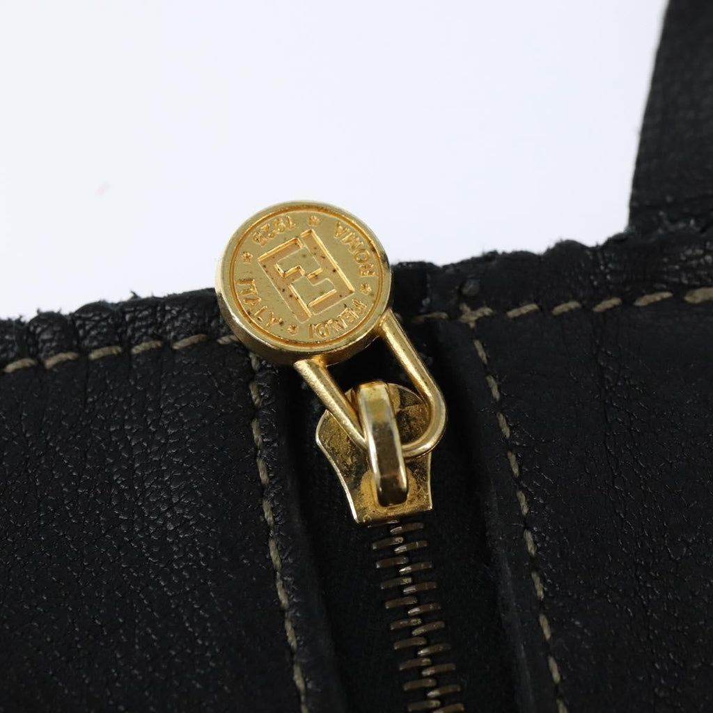 Fendi Logo Flap Drawstring Backpack Leather Black Leather Backpack Bag