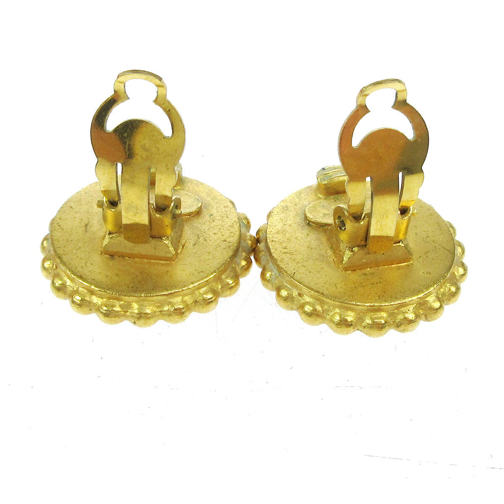 Chanel Cc Round Earrings Metal Gold Gold_Plated Earrings Jewelry