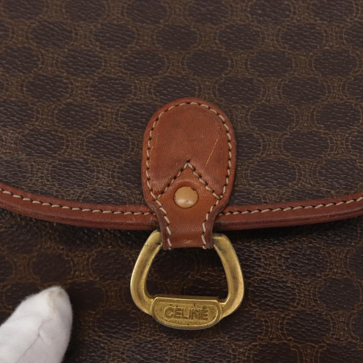 Celine Vintage Macadam Shoulder Bag Canvas And Leather Brown Canvas Shoulder Bag Bag
