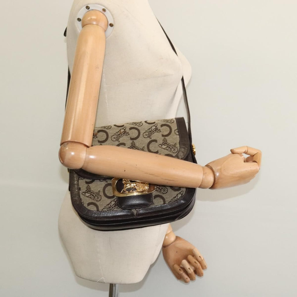 Celine C Sulky Shoulder Bag Canvas And Leather Beige Canvas Shoulder Bag Bag