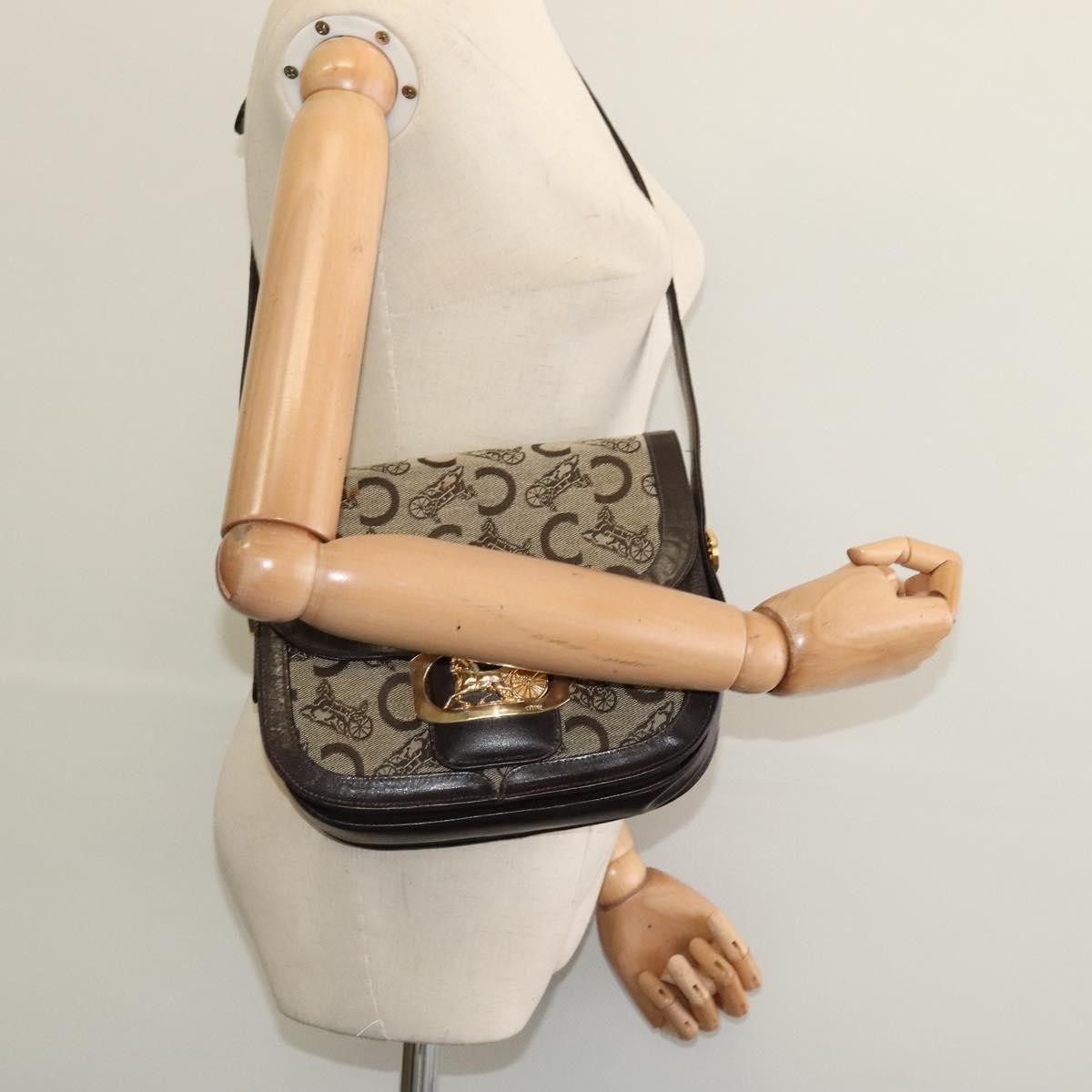 Celine C Sulky Shoulder Bag Canvas And Leather Beige Canvas Shoulder Bag Bag