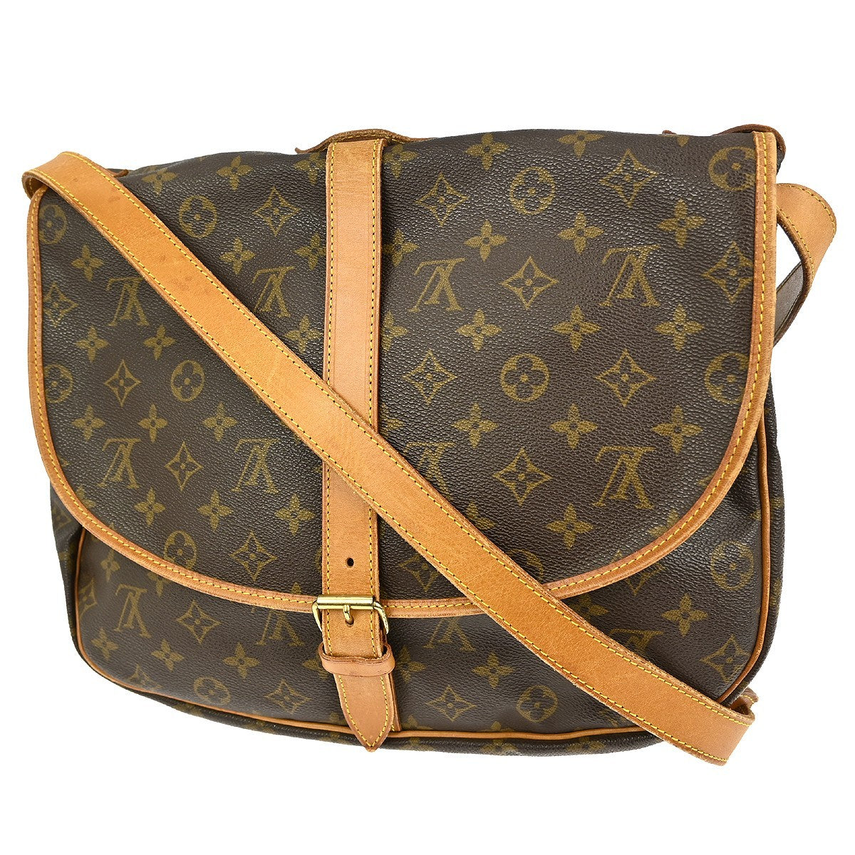 Louis Vuitton Saumur Handbag Monogram Canvas Brown Canvas Shoulder Bag