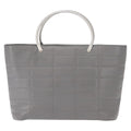 Chanel Vintage Chocolate Bar Metal Ring Tote Quilted Lambskin Gray Leather Tote Bag Bag