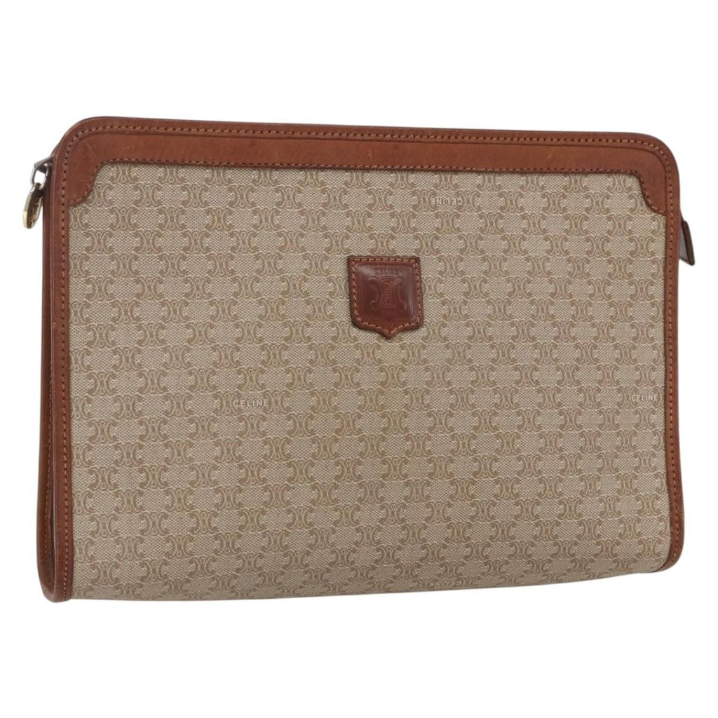 Celine Macadam Pochette Canvas And Leather Beige Canvas Clutche & Pouche Bag