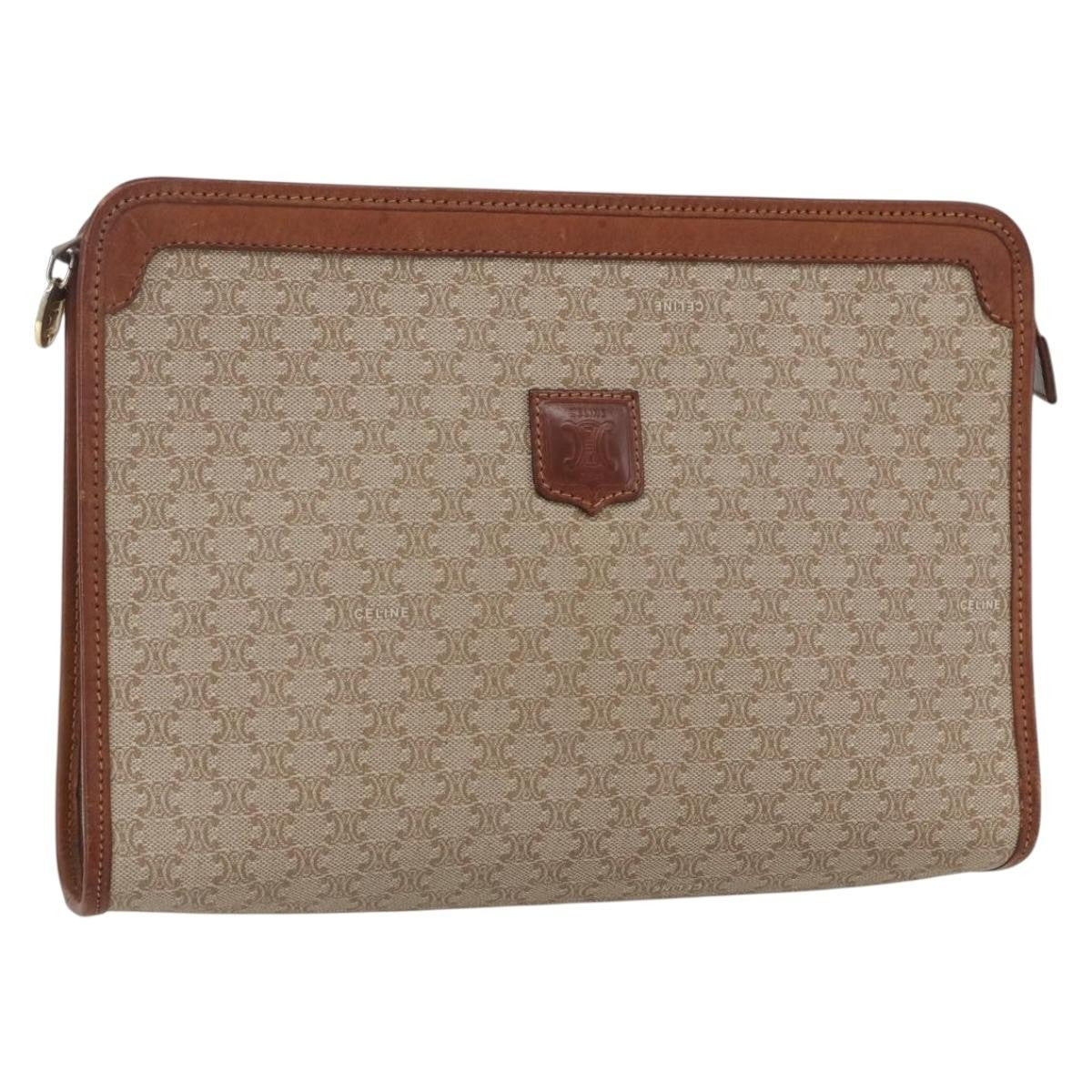 Celine Macadam Pochette Canvas And Leather Beige Canvas Clutche & Pouche Bag