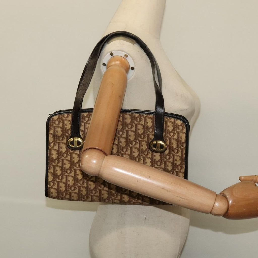 Christian Dior Vintage Trotter Handbag Canvas Brown Canvas Handbag (Pre-Owned)
