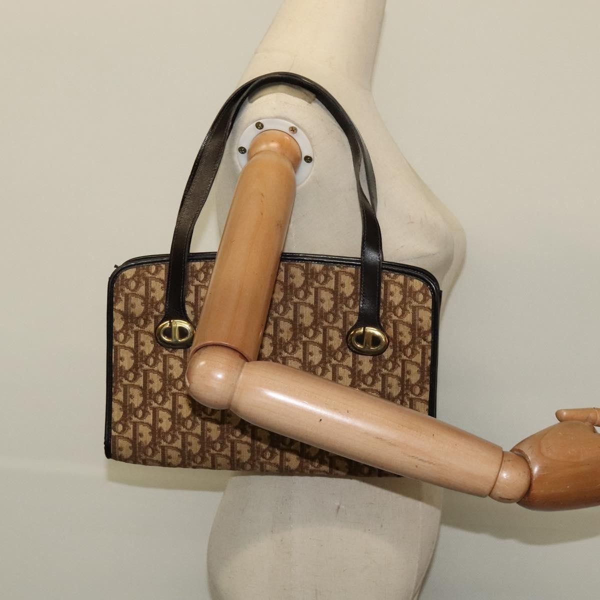 Christian Dior Vintage Trotter Handbag Canvas Brown Canvas Handbag (Pre-Owned)