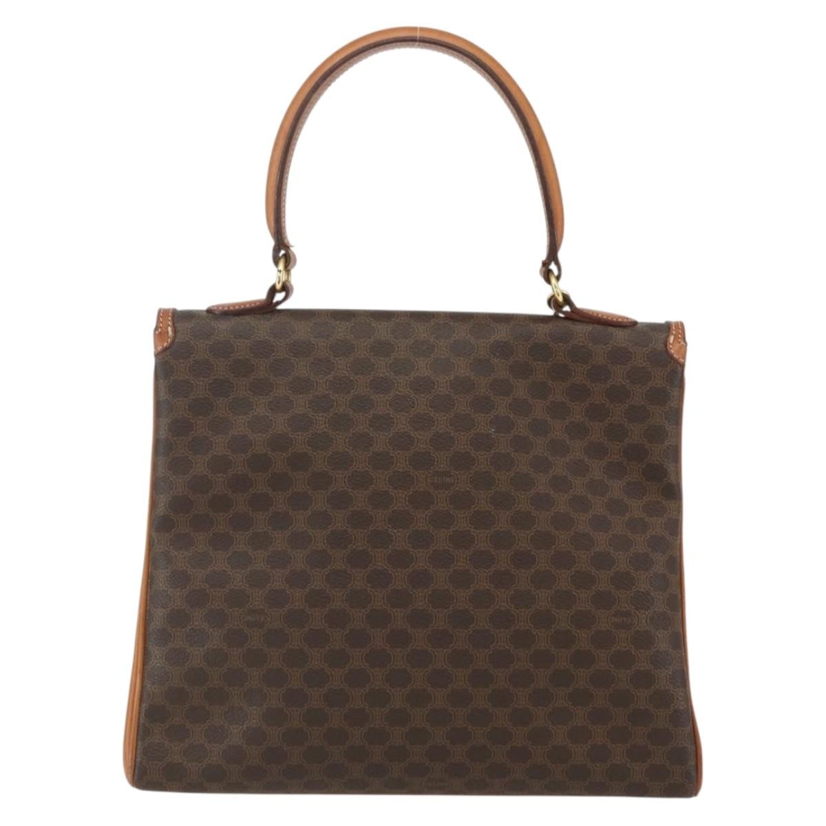 Celine Vintage Macadam Handbag Canvas And Leather Brown Canvas Handbag