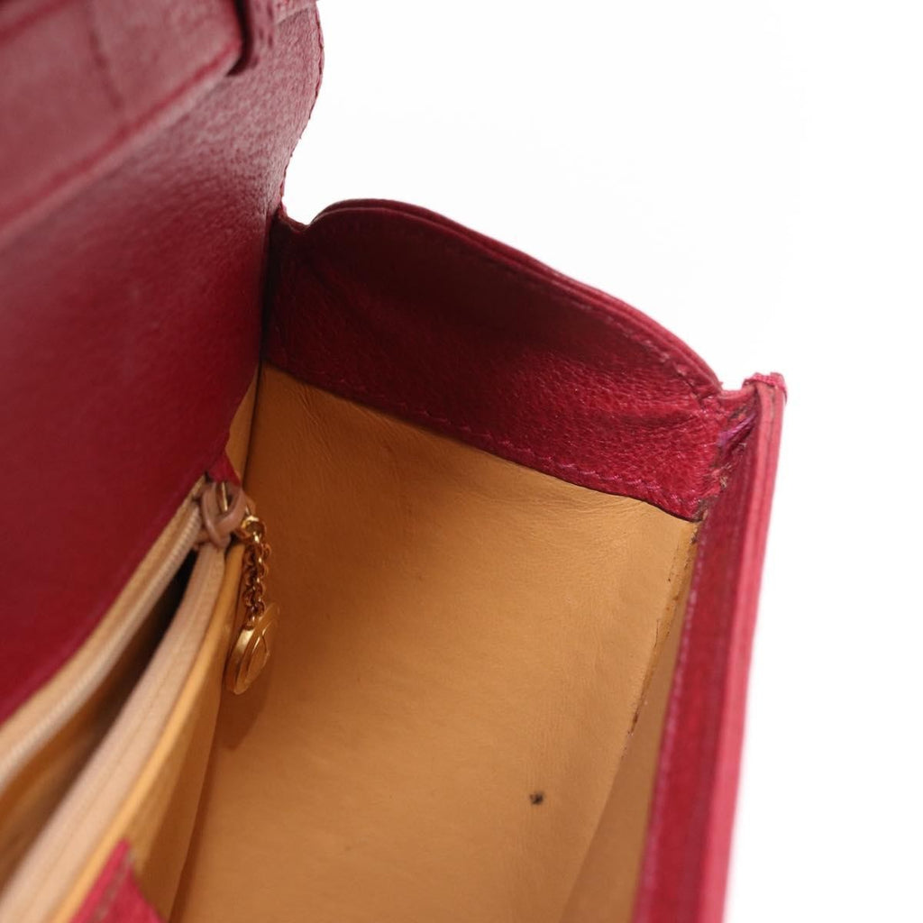 Gucci Vintage Bamboo Handle Bag Leather Red Leather Handbag (Pre-Owned)