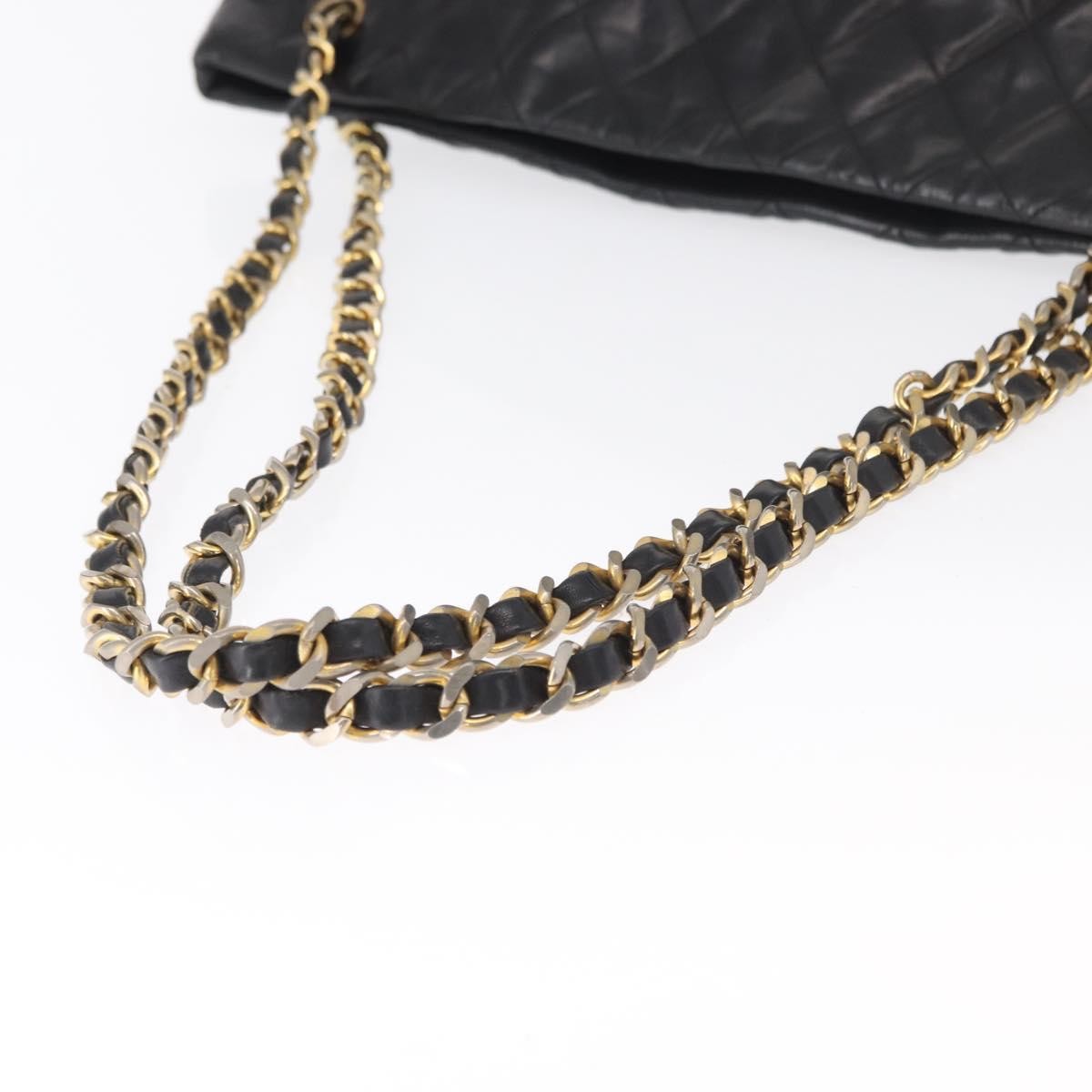 Chanel Chain Tote Leather Black Leather Handbag