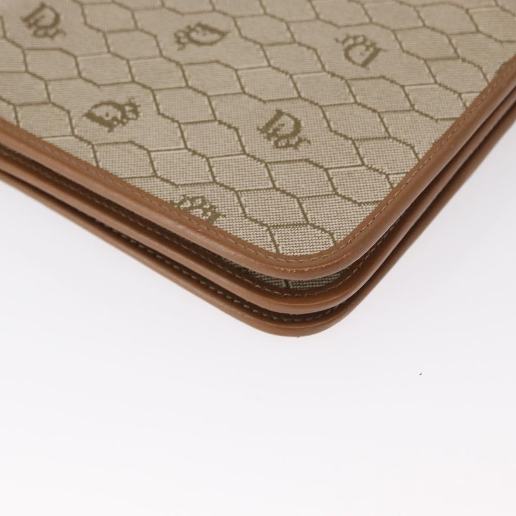 Christian Dior Vintage Honeycomb Chain Canvas Beige Canvas Shoulder Bag Bag (Pre-Owned)
