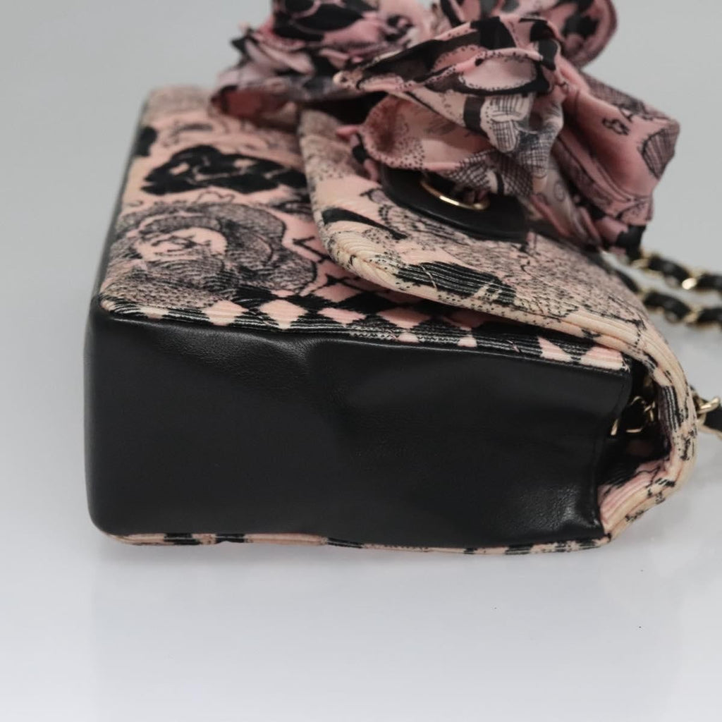 Chanel Flap Shoulder Bag Canvas Pink Cotton Shoulder Bag Bag