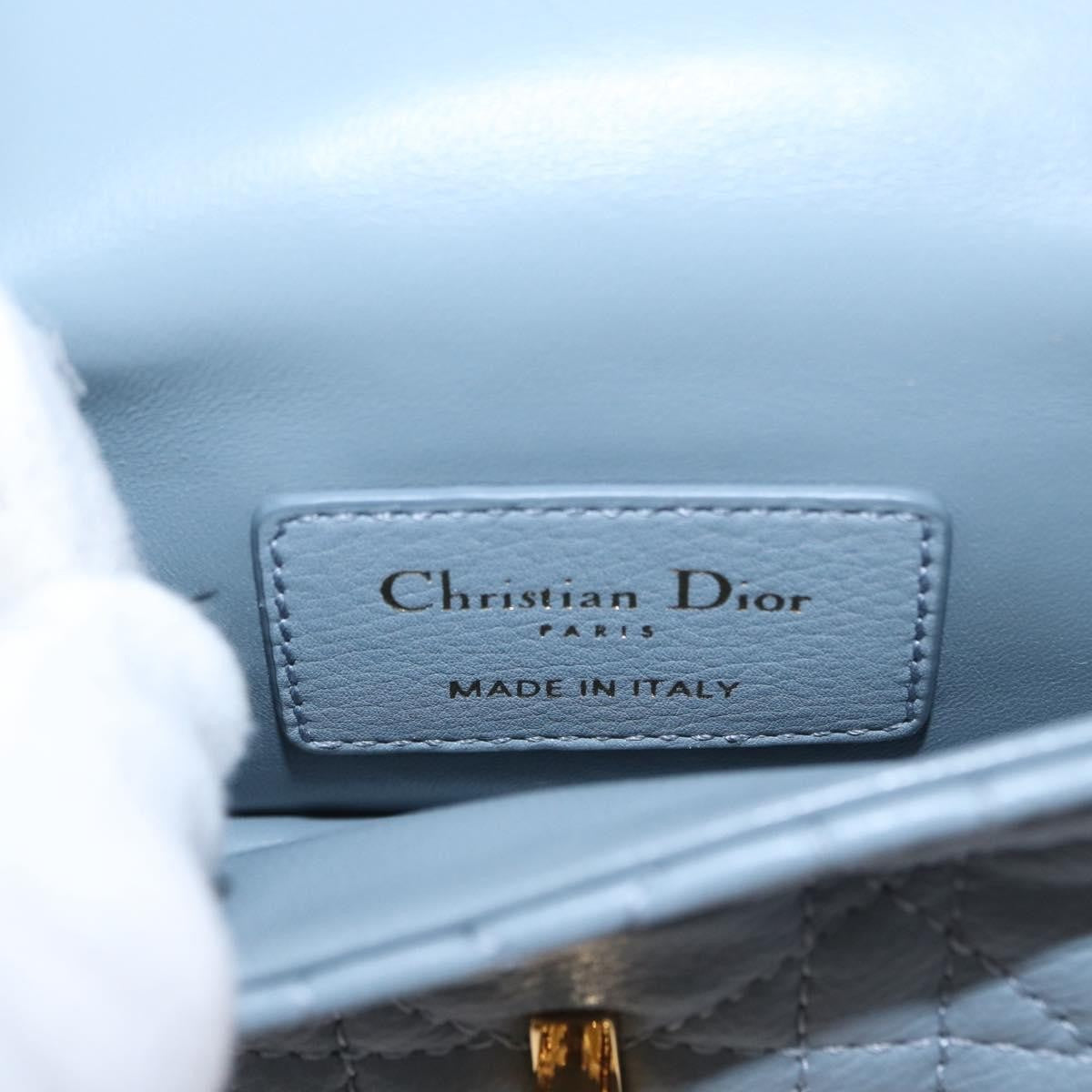 Christian Dior Caro Bag Cannage Quilt Calfskin Blue Leather Shoulder Bag Bag (Pre-Owned)