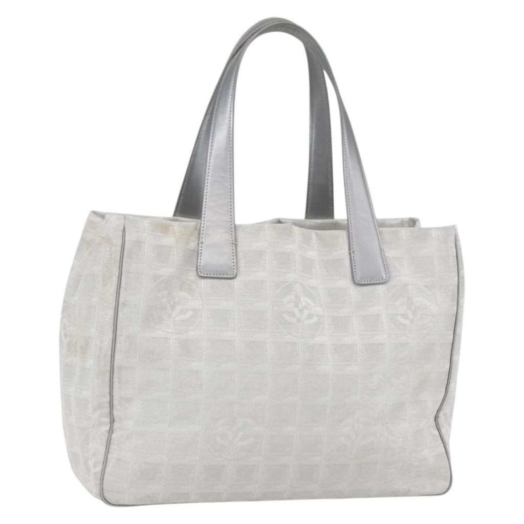 Chanel Travel Line Tote Nylon Silver Nylon Tote Bag Bag
