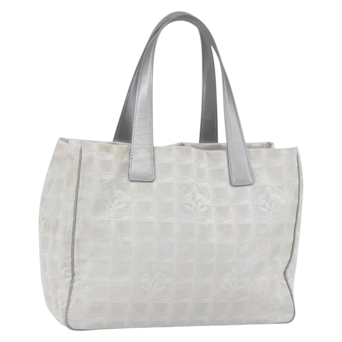 Chanel Travel Line Tote Nylon Silver Nylon Tote Bag Bag